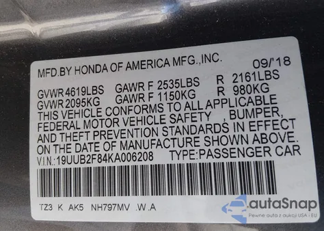 2019 Acura Tlx Advance Pkg from USA, damaged, VIN 19UUB2F84KA006208